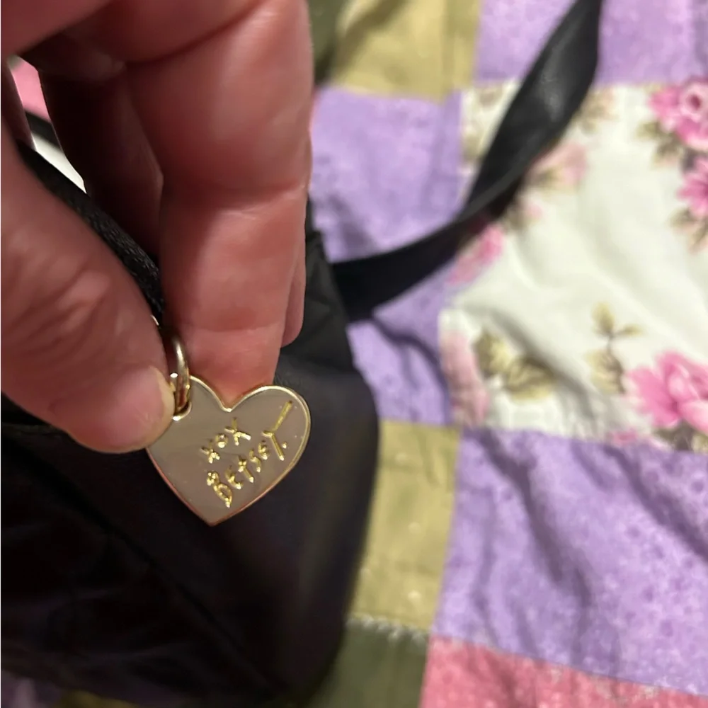 Betsey‎ Johnson Black and Tan Quilted Heart Backpack